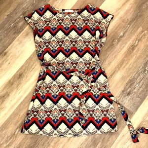Ovi juniors size L print dress w removable belt